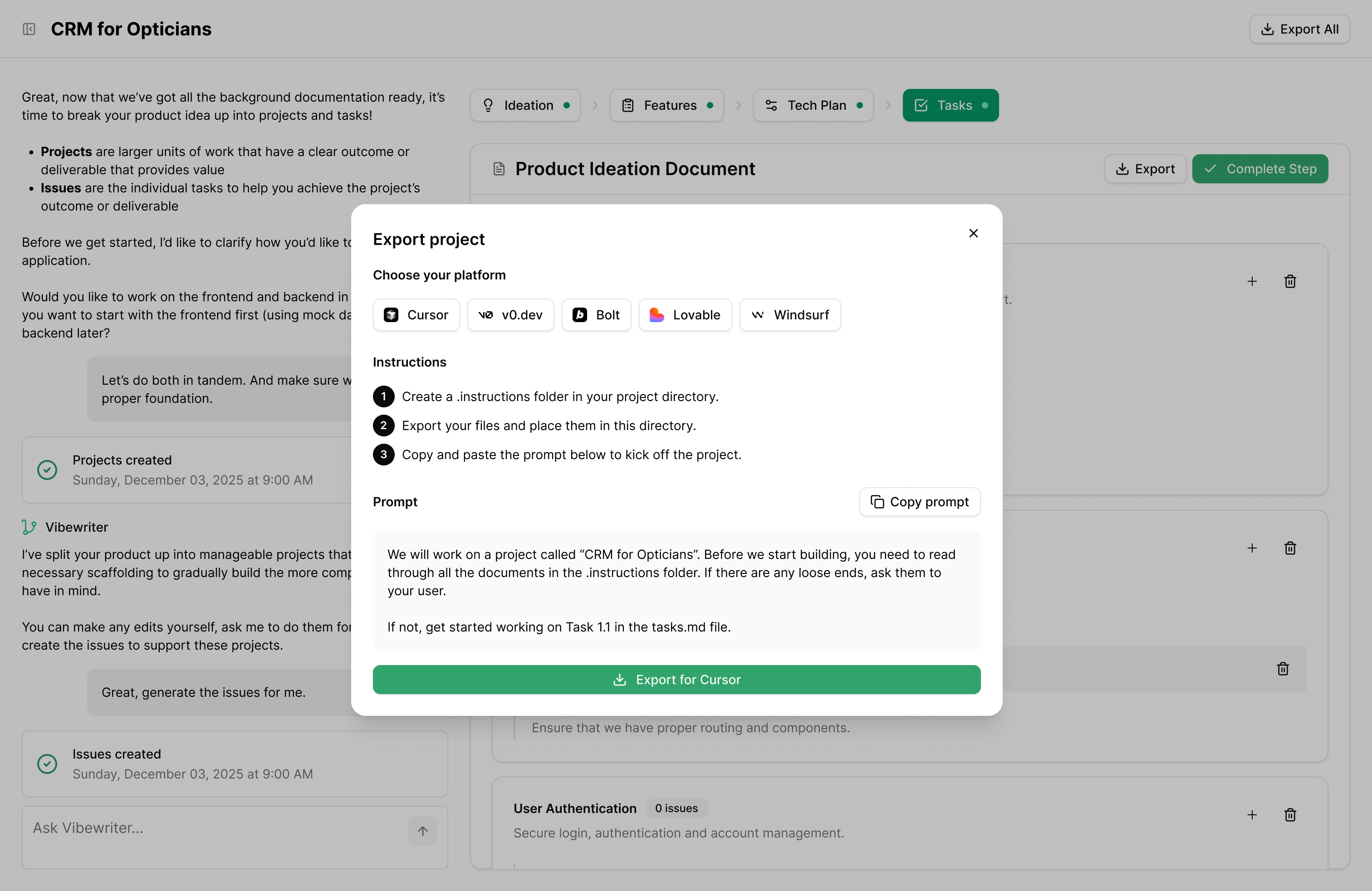 Vibewriter Reports Screenshot